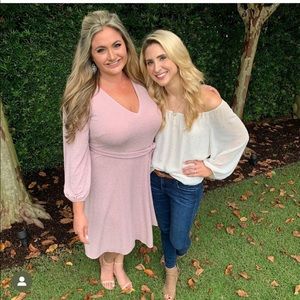 Long Sleeve Baby Pink Sparkle Cocktail Dress Size 16